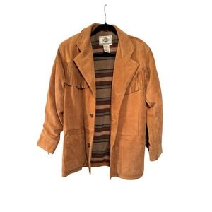 Vintage Leather Looney Tunes Western‎ Jacket XL Fringe TAZ Bugs Bunny 1995